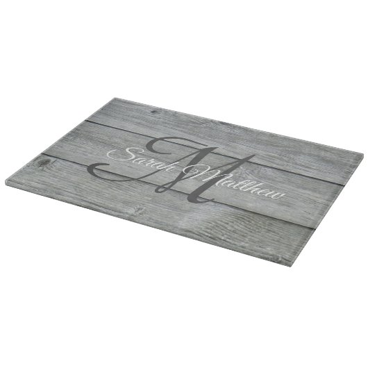 Planche À Découper Créer votre propre pays Rustic Nom monogramme (Coin)