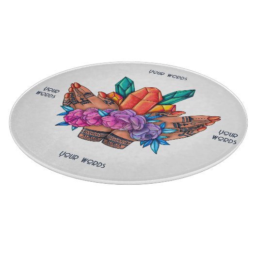 Planche À Découper Créez vos propres mains hennées Cristaux et Roses (Coin)