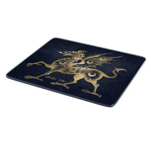 Planche À Découper Créez votre propre Dragon gothique Bleu & Or