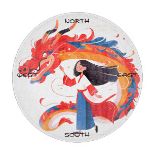 Planche À Découper Créez Votre Propre Dragonne Chinoise Rouge Bleue