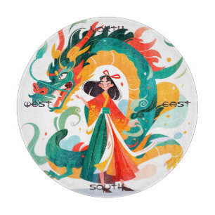 Planche À Découper Créez Votre Propre Jeune Fille au Dragon Chinois d