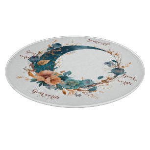 Planche À Découper Créez Votre Propre Lune Florale Bohème Sarcelle Et