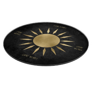 Planche À Découper Créez Votre Propre Mandala du Soleil Noir et Or
