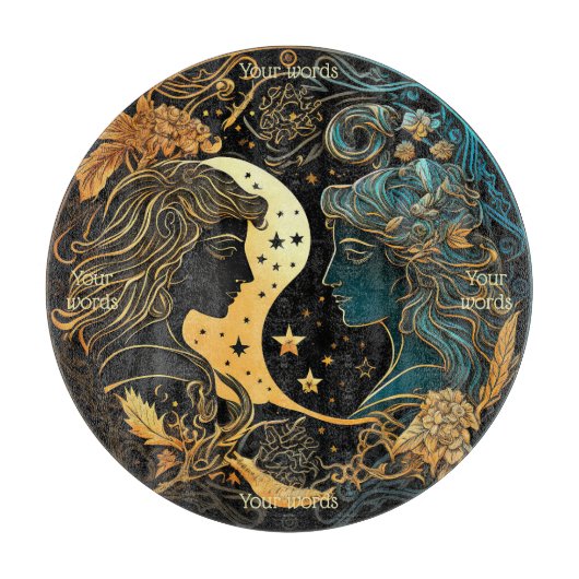 Planche À Découper Créez votre propre plateau en verre Gemini céleste (Devant)