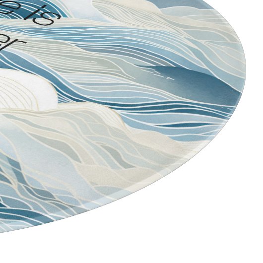 Planche À Découper Crème Bleue Mer Sable Océan Vagues (Coin)