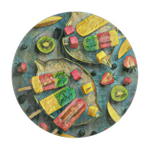 Planche À Découper Crème glacée colorée pop fruits