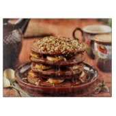 Planche À Découper Crêpes de chocolat avec les bananes et le caramel (Devant)