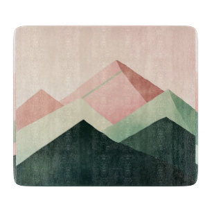 Planche À Découper Crête Pastel – Paysage de Montagne Géométrique #1