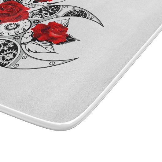 Planche À Découper Croissant mécanique avec roses rouges (Coin)