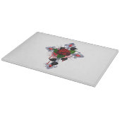 Planche À Découper Croix d'argent avec une rose rouge (Coin)