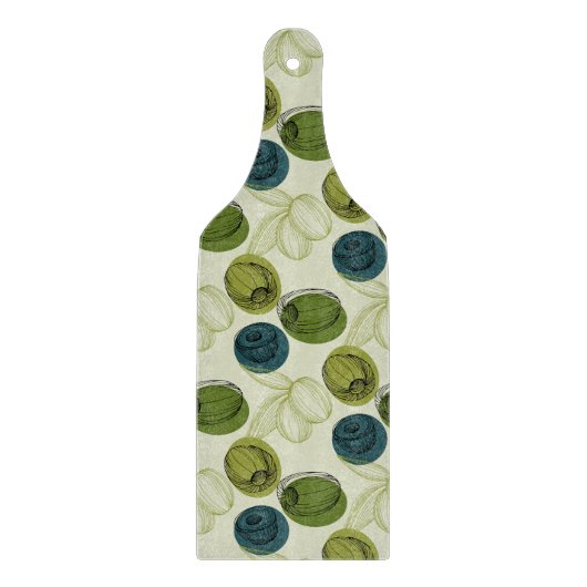 Planche À Découper Croquis vert Olive Dessin Cuisine Motif (Devant)