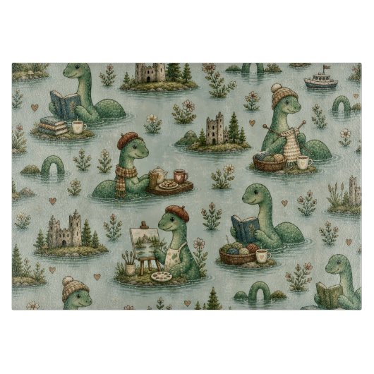 Planche À Découper Cryptides confortables Nessie Monstre du Loch Ness (Devant)