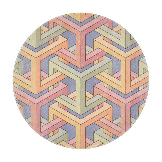 Planche À Découper Cubes 3D, Motif d'illusion optique. (Devant)