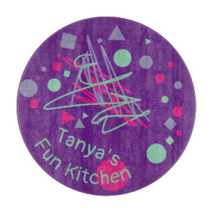 Planche À Découper Cuisine amusante du nom Medley rose violet Turquoi