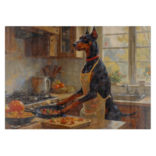 Planche À Découper Cuisine de Doberman dans la cuisine (Devant)