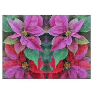 Planche À Découper Cuisine en verre - Poinsettias