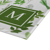 Planche À Découper Cuisine Herbes de Jardin Culinaire Monogramme (Coin)