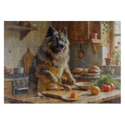 Planche À Découper Cuisine Keeshond dans la cuisine (Devant)