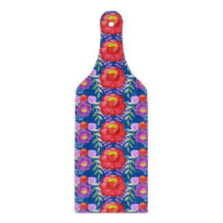 Planche À Découper Cuisine mexicaine Floral Flower Vines Bleu