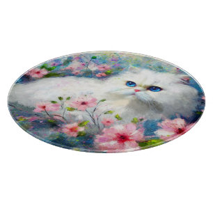 Planche À Découper Cuisine Perse blanche Cuisine Bleu Yeux en Fleurs