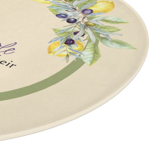 Planche À Découper Cuisine ronde aux citrons toscans (Coin)