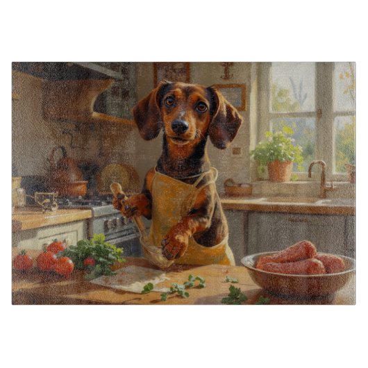 Planche À Découper Cuisson de teckel dans la cuisine (Devant)