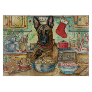Planche À Découper Cuisson festive de Noël du Malinois belge :