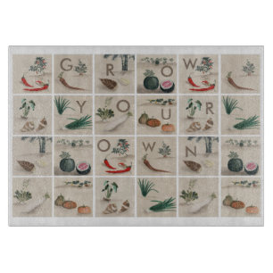 Planche À Découper Cultiver vos propres légumes Carrés d'illustration