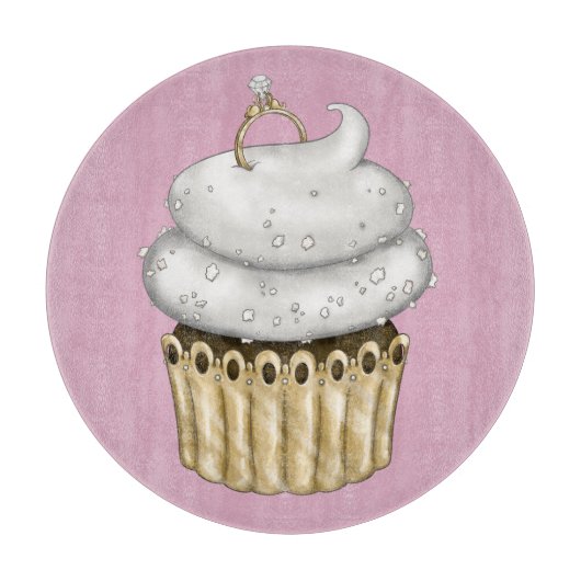 Planche À Découper Cupcake Fiançailles doux (Devant)