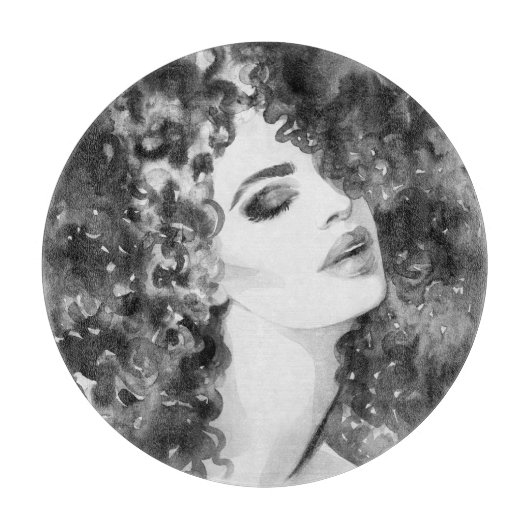 Planche À Découper Curly Grace : Mode Aquarelle Beauté (Devant)