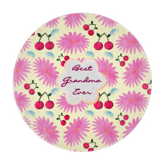 Planche À Découper Custom Bright Pink Floral Cherry Pattern  (Devant)