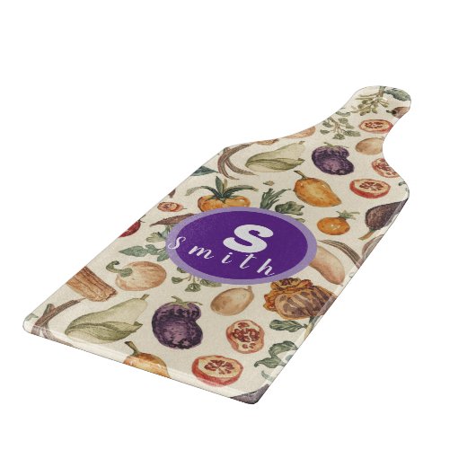 Planche À Découper Custom initials Fruits and vegetables pattern (Coin)