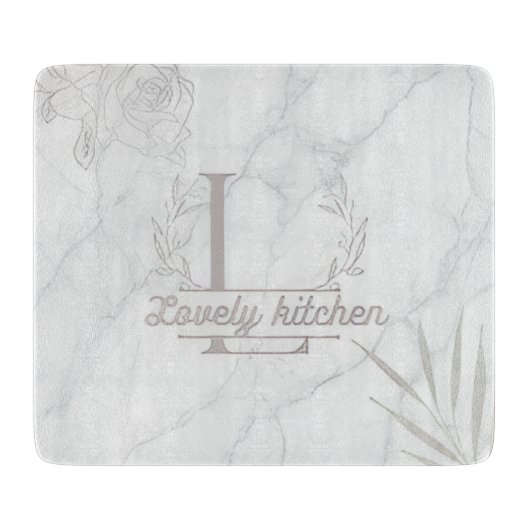 Planche À Découper Custom Letter White and Gray Marble Cutting Board (Devant)