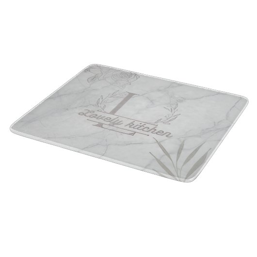 Planche À Découper Custom Letter White and Gray Marble Cutting Board (Coin)