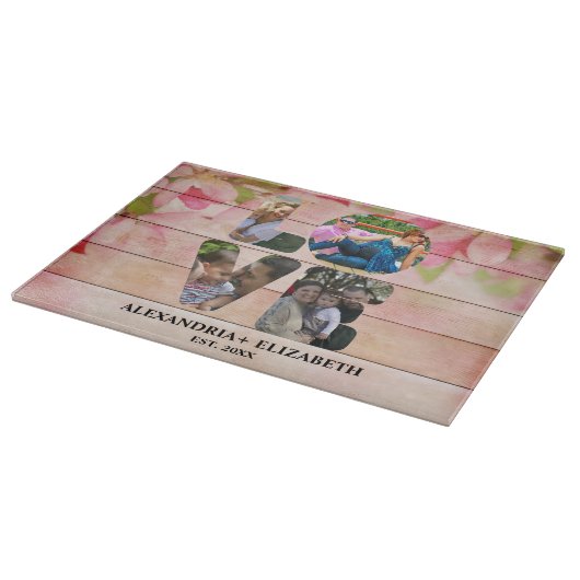 Planche À Découper Custom modern love 4 photo collage pour couples (Coin)