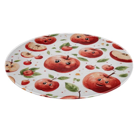 Planche À Découper Cute Apple Faces  (Coin)