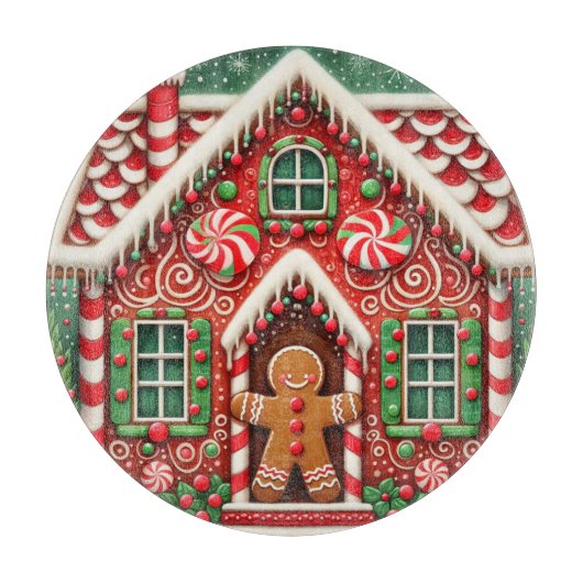 Planche À Découper Cute, blonde, pain d'épice homme & maison (Devant)