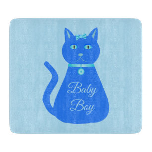 Planche À Découper Cute Blue Baby Boy Chat Personnalisé Genre Reveill