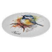 Planche À Découper Cute Bluetit sur une branche, personnalisé (Coin)