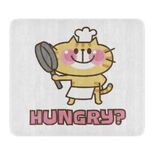 Planche À Découper Cute Cat Caricature Chef Pink Funny Kids Party