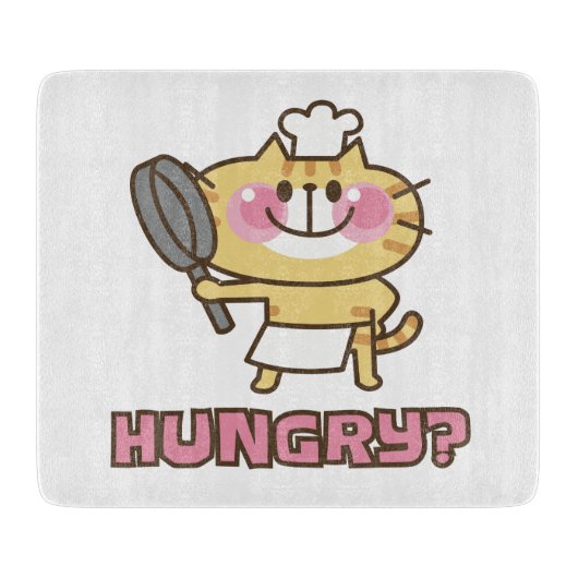 Planche À Découper Cute Cat Caricature Chef Pink Funny Kids Party (Devant)