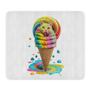 Planche À Découper Cute Cat Ice Cream Cone coloré