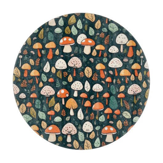 Planche À Découper Cute champignons feuille cottage design (Devant)