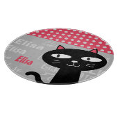 Planche À Découper Cute Chat Noir Pois Rose Ajouter Votre Nom (Coin)