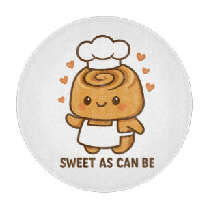 Planche À Découper "Cute Cinnamon Roll Chef - Kawaii Baking Design