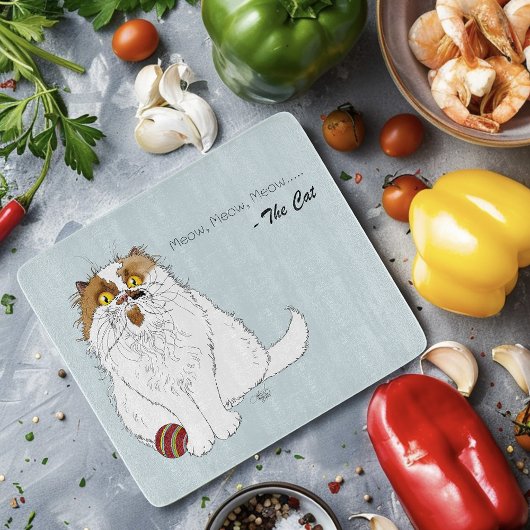 Planche À Découper Cute Fluffy Persian Cat Funny Meow Blue