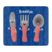 Planche À Découper Cute fourche couteau et cuillère dessin de couvert (Devant)