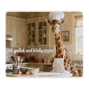 Planche À Découper Cute Giraffe Table de coupe personnalisée en verre