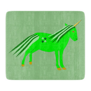 Planche À Découper Cute Irish Green et Gold Unicorn