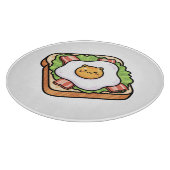 Planche À Découper Cute Kawaii Cat Fried Egg on Toast Illustration (Coin)